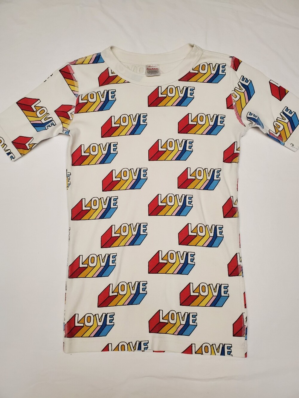 Hanna Andersson Girls LOVE Rainbow Tee Sz 14 160cm Organic Cotton Retro Print